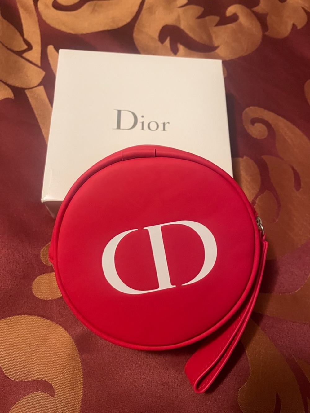 Dior Red Round CD Wristlet Pouch